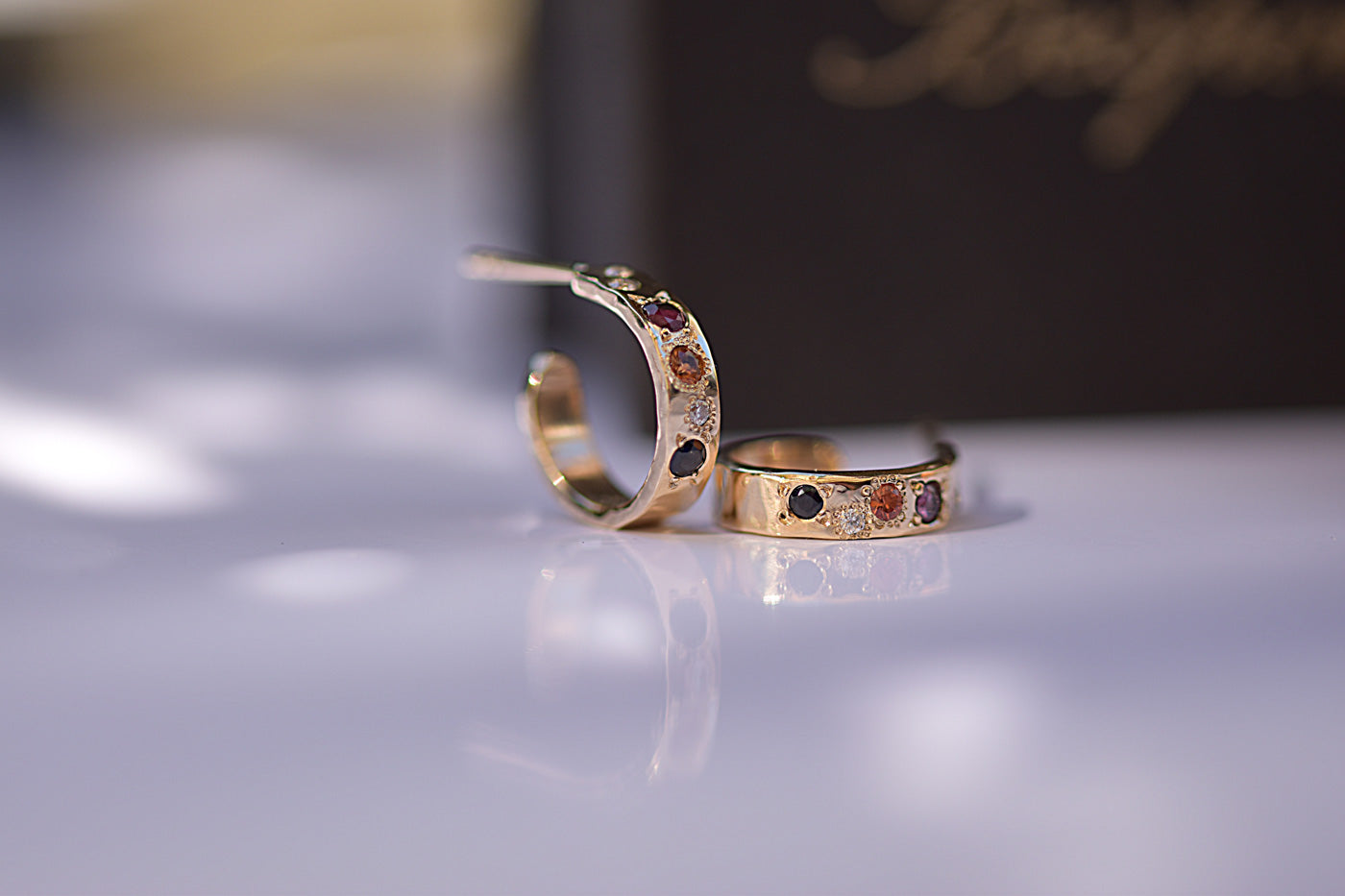 9ct Gold Beaten Hoops Close Up