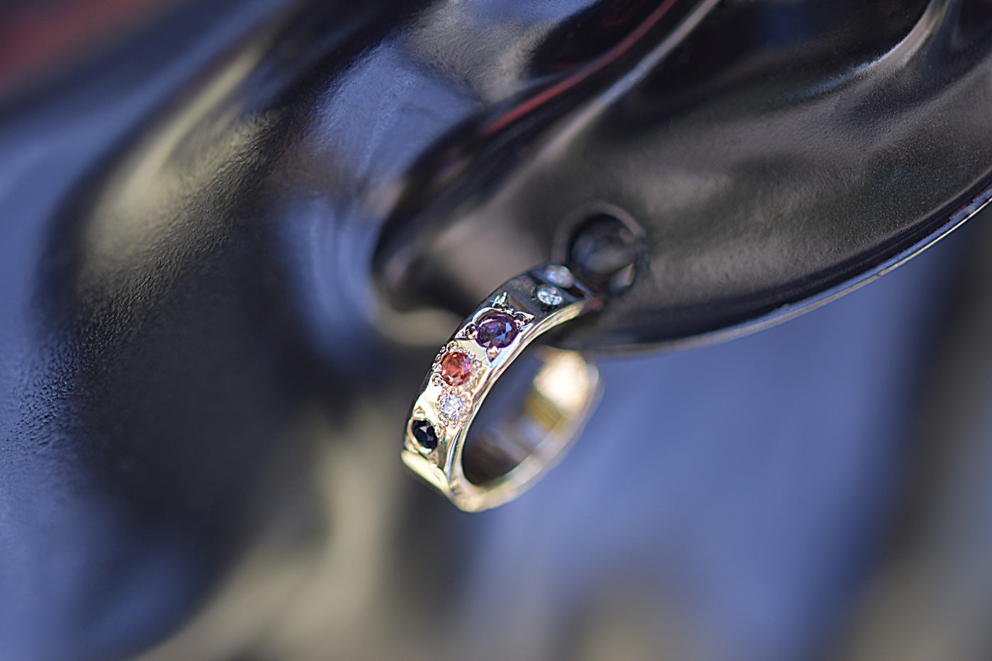 9ct Gold Beaten Hoops Worn