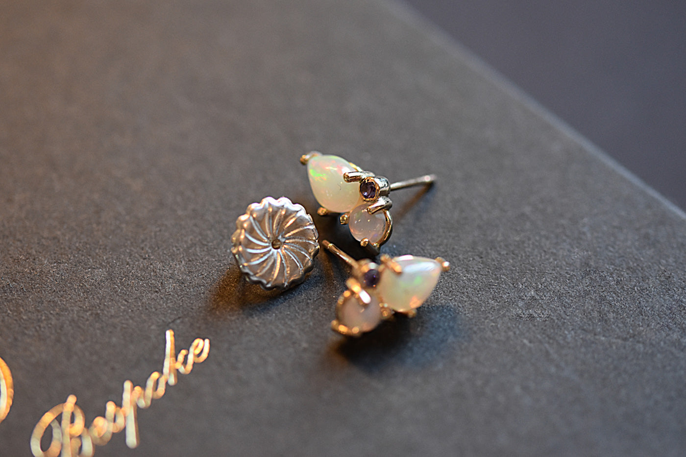9ct Gold Opal Butterfly Earrings with Large Backs