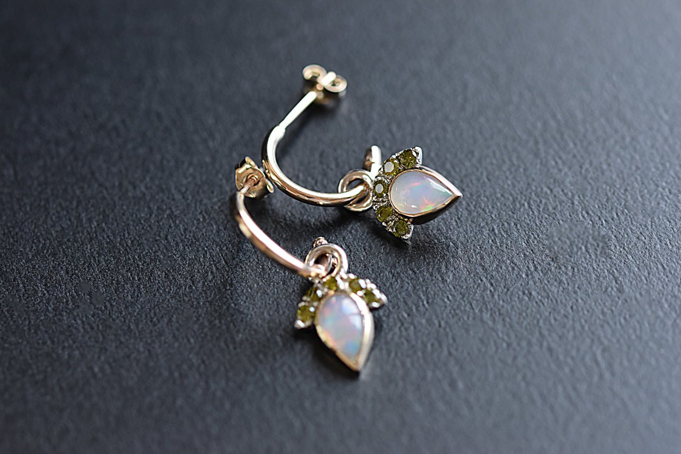 9ct Gold Opal Hoop Earrings