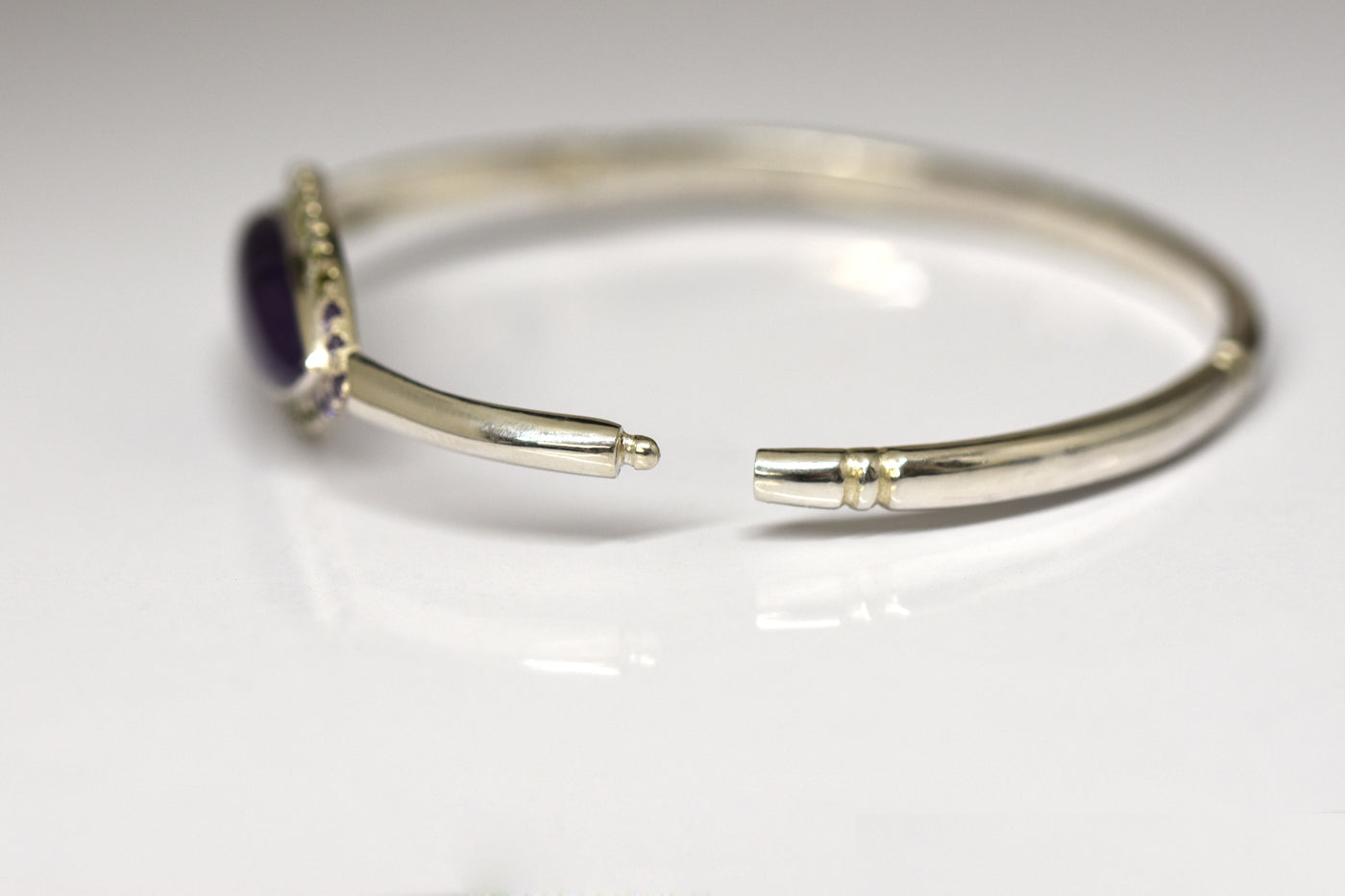 Large Amethyst Cuff Bangle Click Hinge