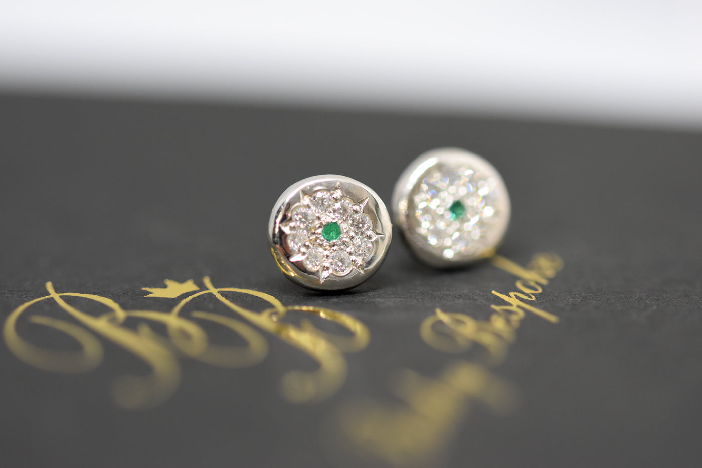 English Rose Emerald Stud Earrings