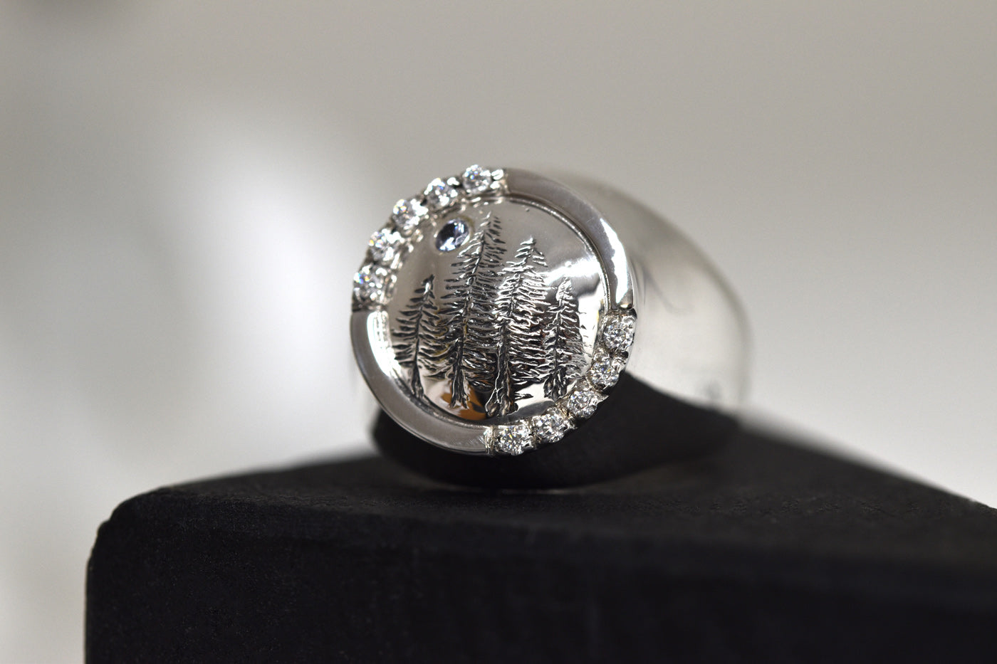 Forest for the Trees Engraved Silver Signet Ring