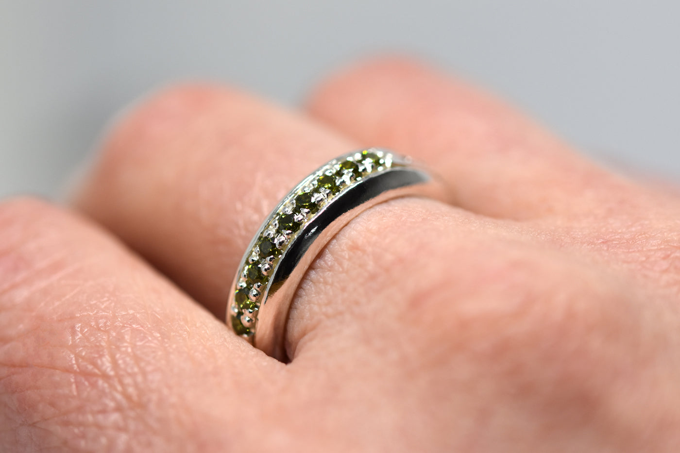 Endless Pavé Set Sapphire Wide Band Worn
