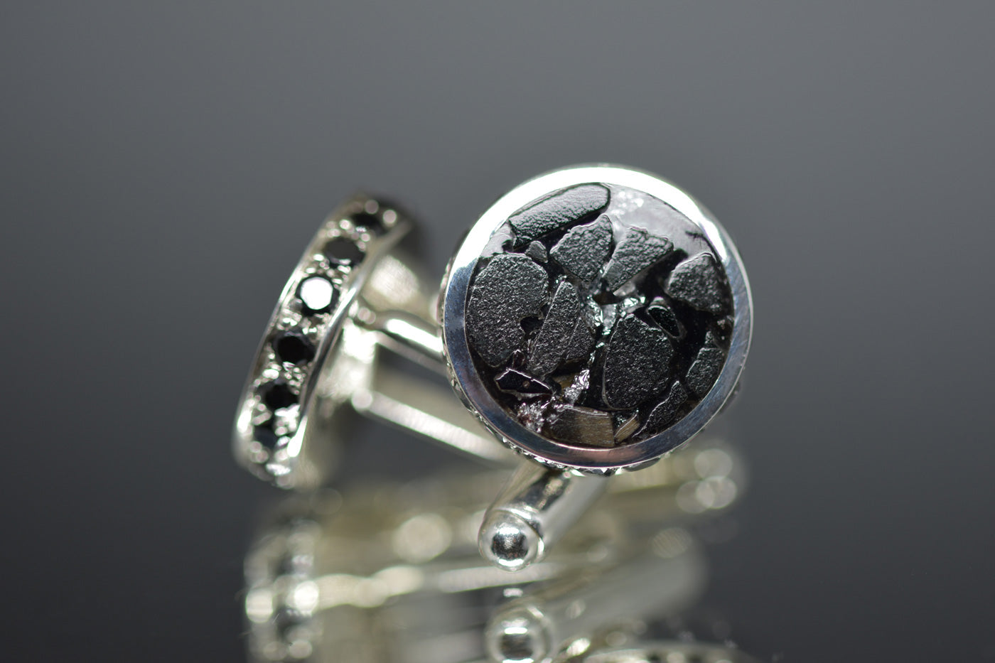 Black Onyx & Swarovski Inlay Cuff Links