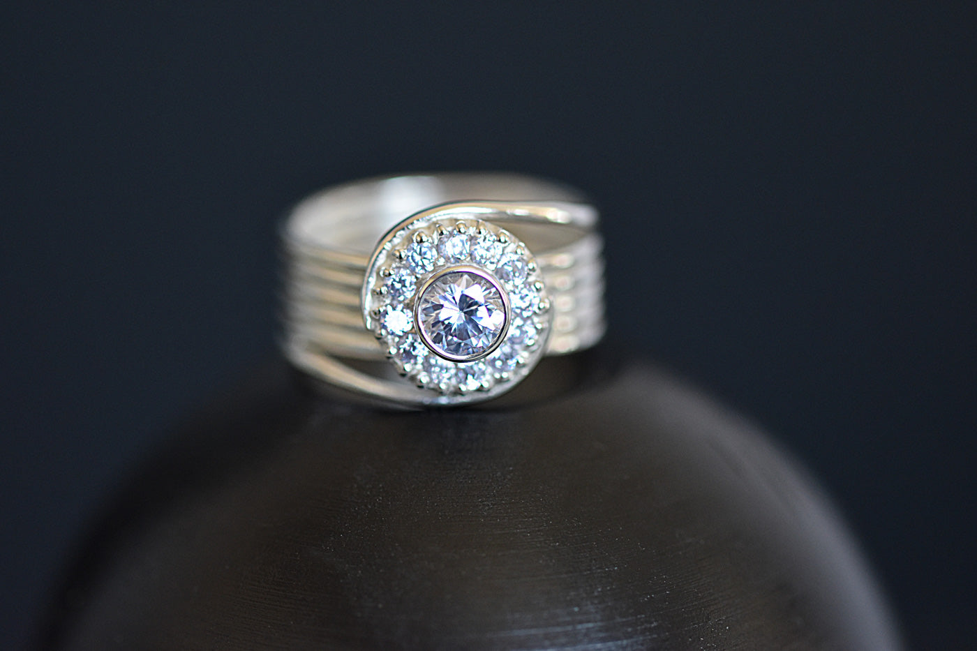 Lilac Swarovski Bypass Ring Front