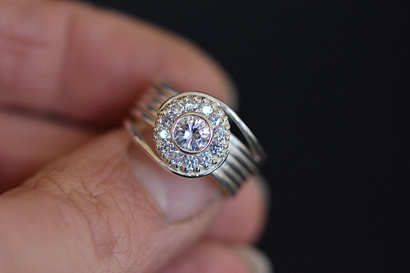 Lilac Swarovski Bypass Ring In Hand