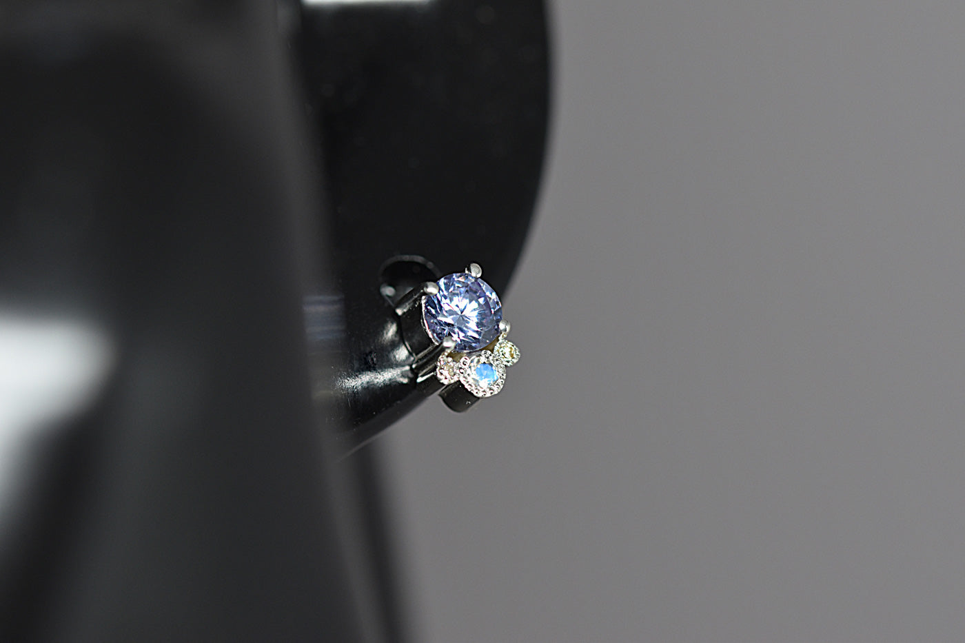 Lilac Swarovski & Moonstone Studs Worn