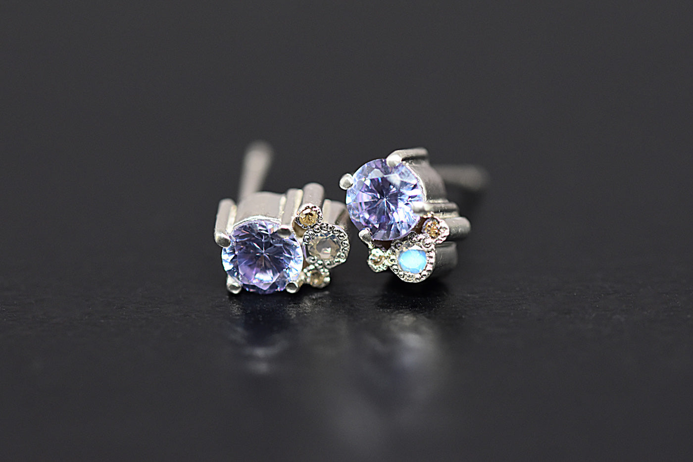 Lilac Swarovski & Moonstone Studs Front