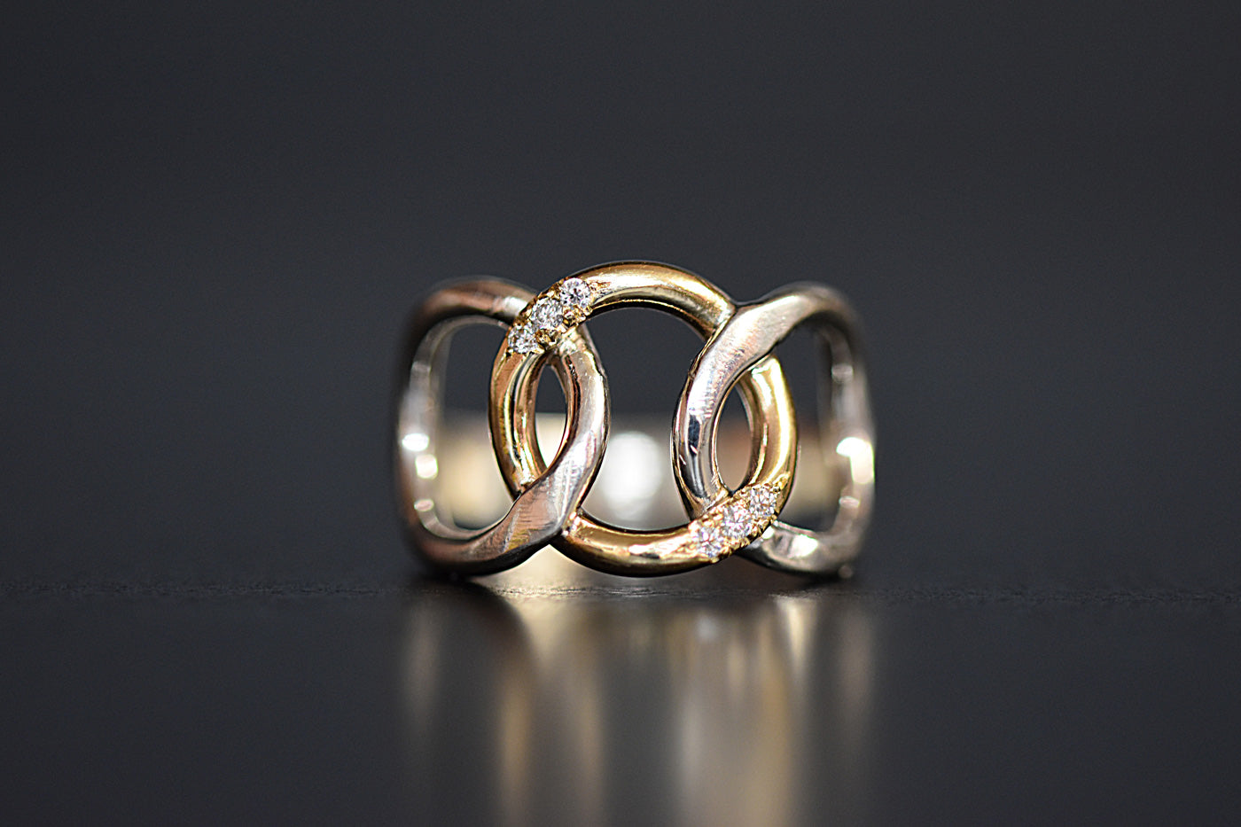 Moissanite Diamond 3 Link Chain Rings 9ct Gold Option