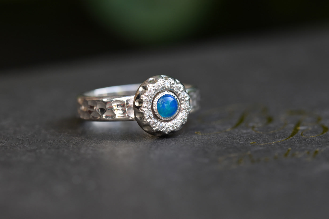 Opal Galaxy Halo Ring