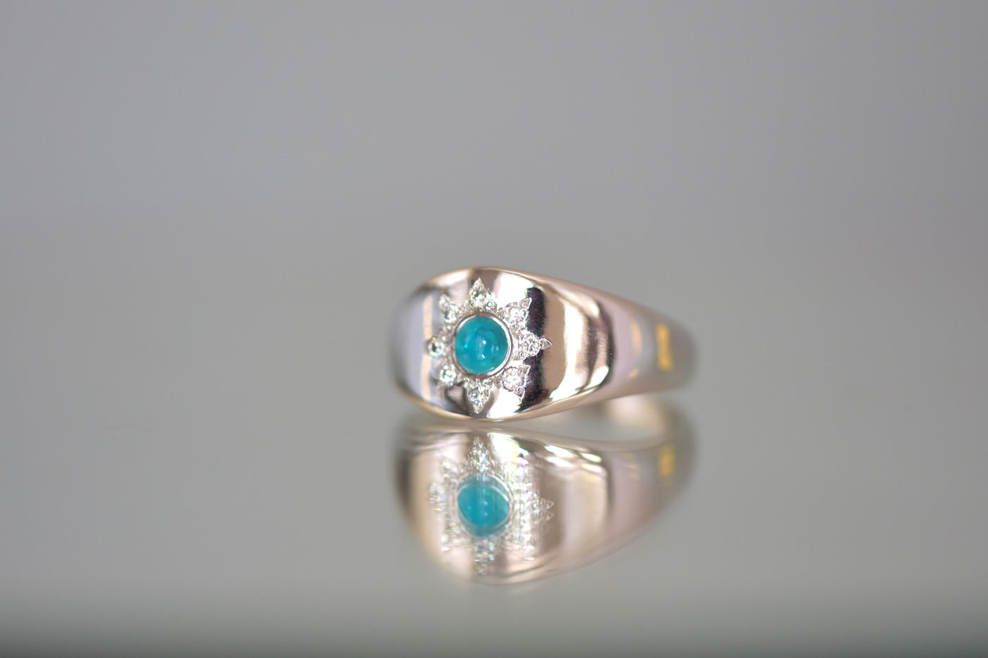 Opal Star Signet Ring