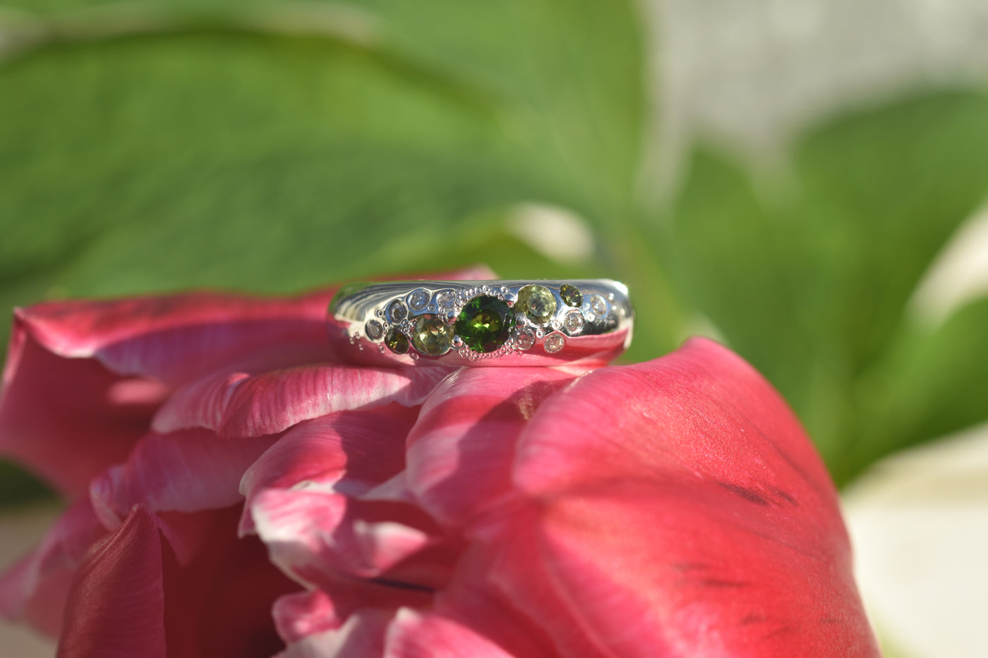 Rainforest Ring Displayed on Flower