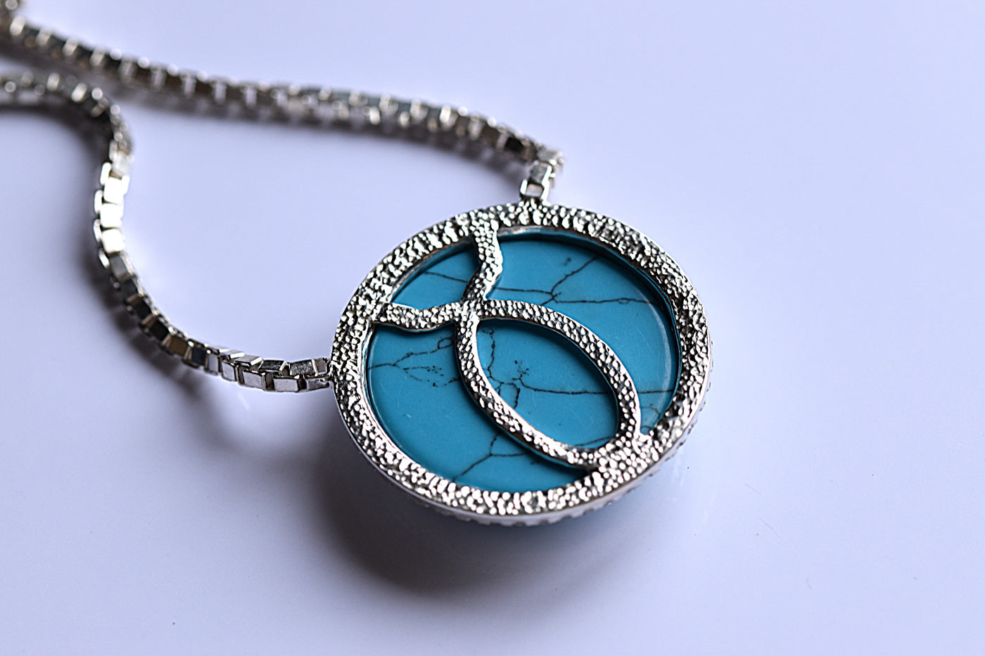 Round Turquoise Halo Necklace Back