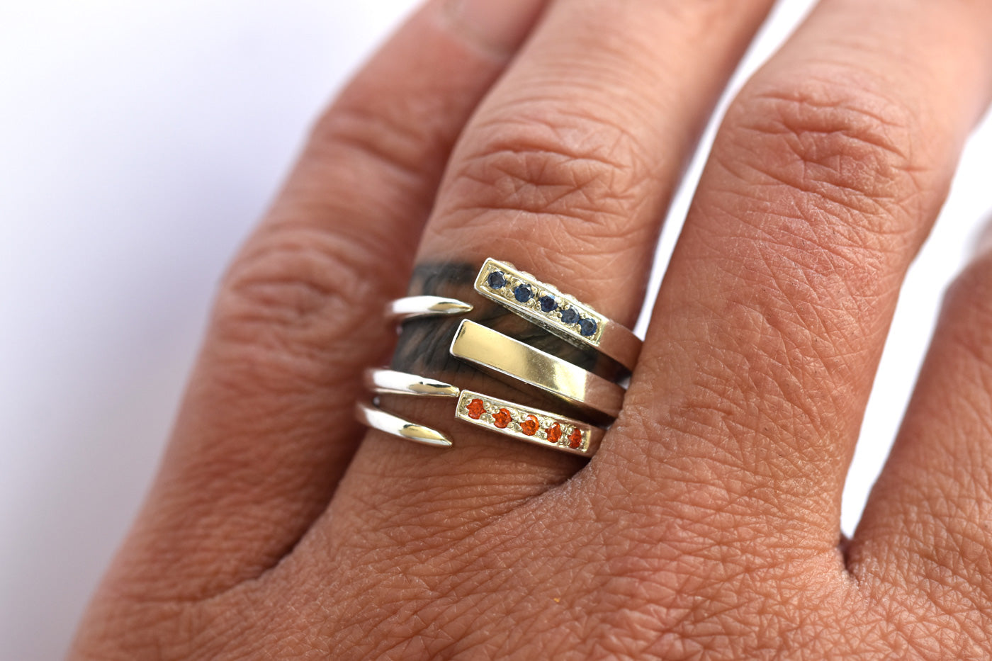 Stacking Claw Ring Set Worn