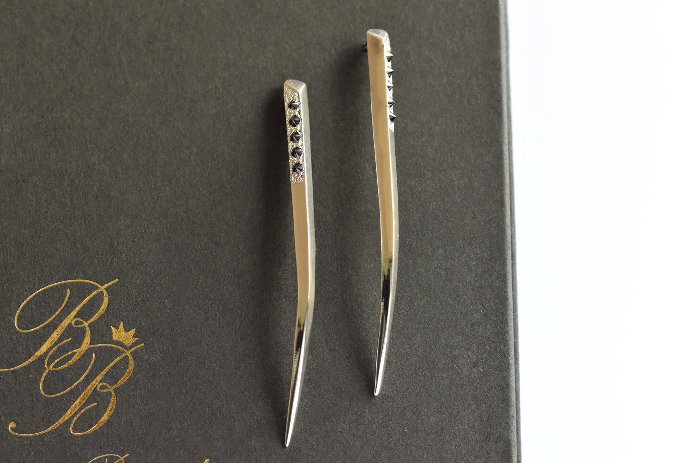 Talon Spike Earrings with Black Swarovski Hung
