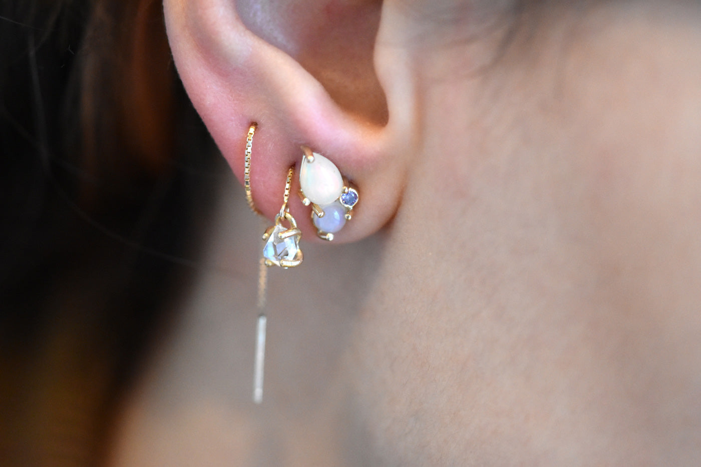 9ct Gold Opal Butterfly Earrings Worn
