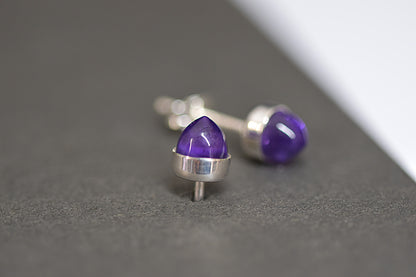 Purple Amethyst Bullet Stud Earrings