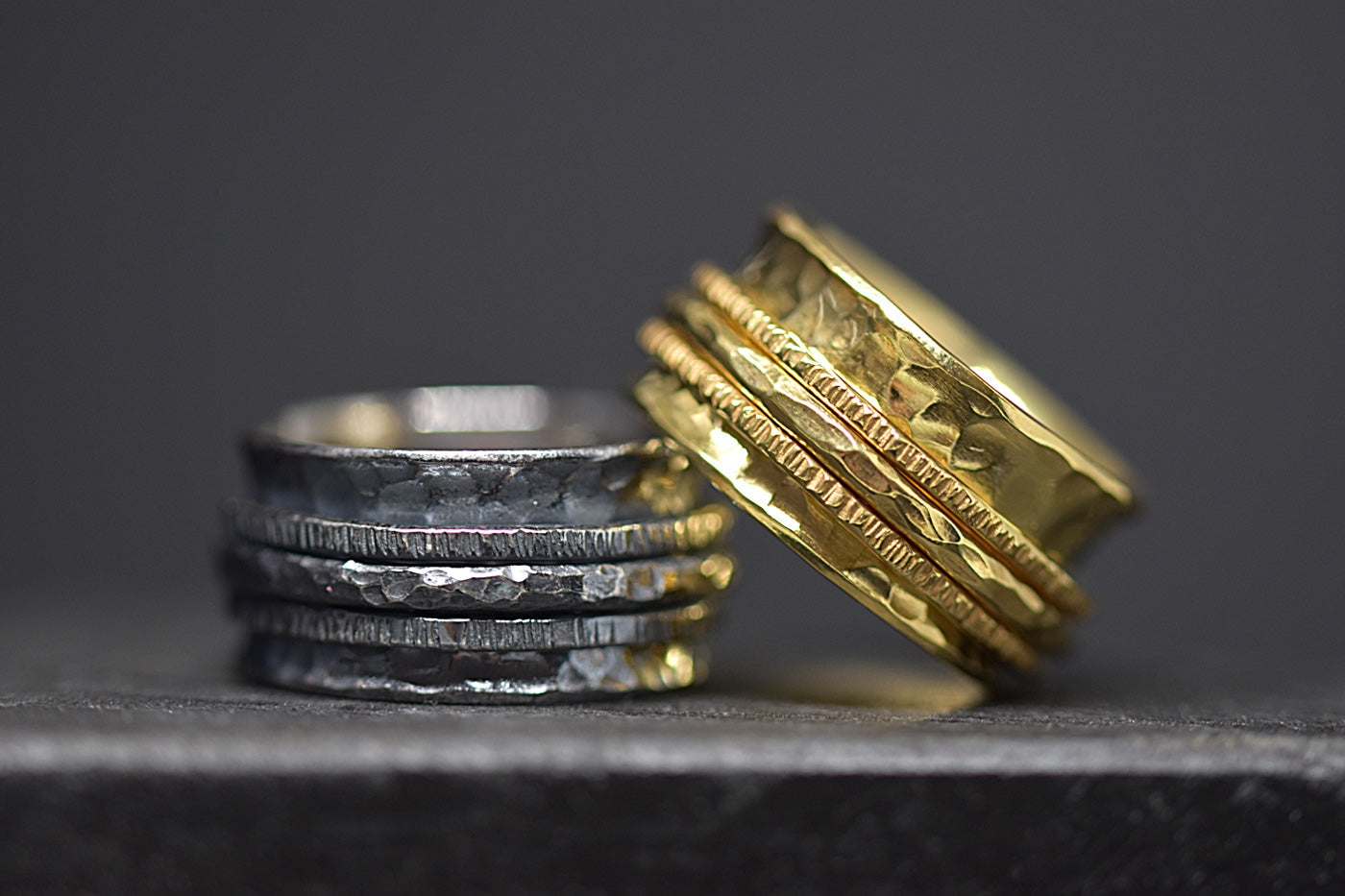 Luxe Spinner Ring Black & Gold