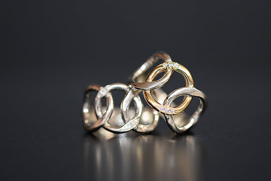 Moissanite Diamond 3 Link Chain Rings