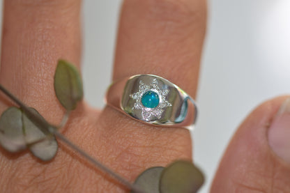 Opal Star Signet Ring Worn