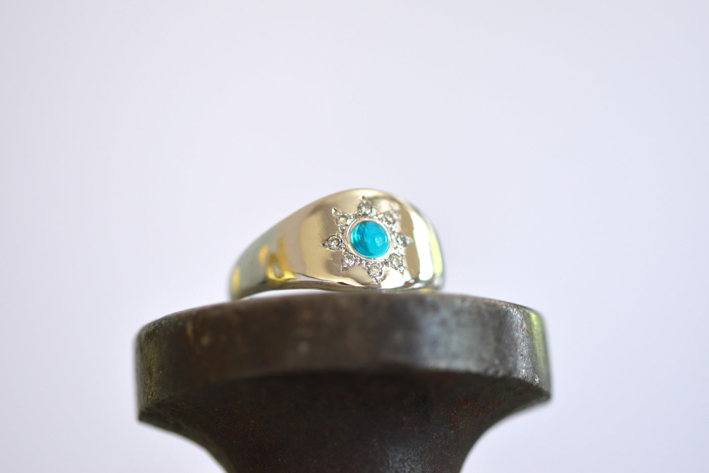 Opal Star Signet Ring on Display