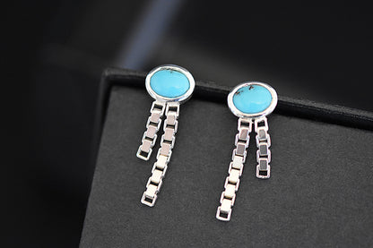 Oval Turquoise Chunky Chain Studs