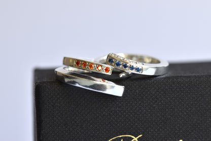 Stacking Claw Ring Set Orange & Blue Gemstones